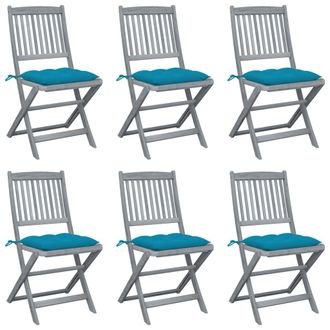vidaXL Sillas De Jard&iacute;n Plegables 6 Uds Cojines Madera Maciza Acacia Vidaxl