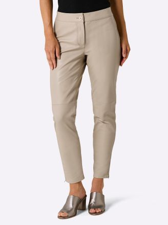 Heine Lederhose HEINE, Damen, Gr. 38, Normalgr&ouml;ssen, beige, 100% Lammnappaleder, unifarben, lang, Hosen Lederhose