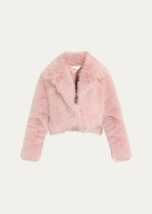 LoveShackFancy Stroma Faux Fur Crop Jacket