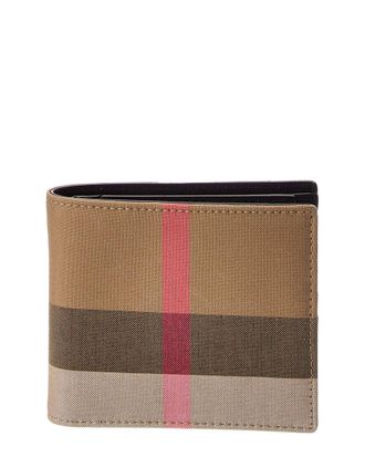 Burberry Check Canvas & Leather Bifold Wallet