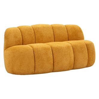 Dmora Sof&aacute; Fijo 2 Plazas Alchi, Asientos 2, Estructura De Madera Nobilitada, Altura Asiento 40 Cm, 82x58x147h Cm Amarillo Mostaza
