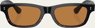 Oliver Peoples Mens Rosson Sun Acetate Rectangle Sunglasses