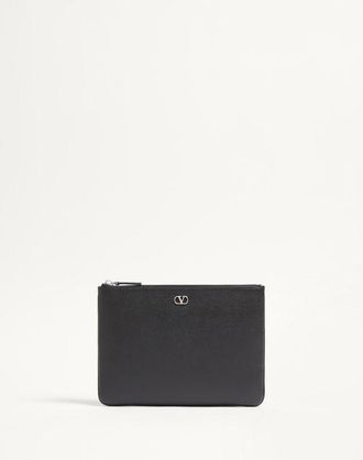 Valentino Garavani Vlogo Signature Grainy Calfskin Pouch Man BLACK UNI