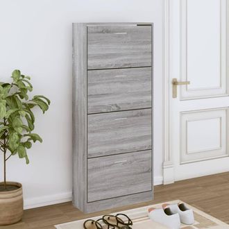 Berkfield Home Shoe Cabinet Grey Sonoma 63x24x147 cm Engineered Wood | Size: 63 x 24 x 147 cm