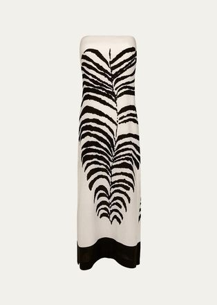 Vix Penelope Leaf-Print Linen-Blend Midi Dress