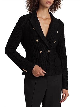 Milly Kimmis Knit Blazer In Black