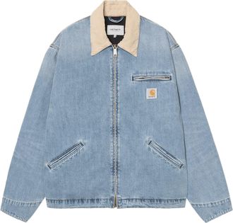 Carhartt Work in Progress Light Blue Denim Jacket with Beige Corduroy Collar