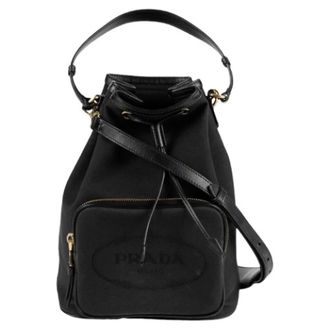 Prada Pre-owned Bucket Bags, female, Black, Size: ONE SIZE Pre-owned Duet Bucket Large Tote Shoulder Bag