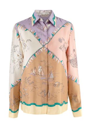 Emilio Pucci Pastel Printed Silk Blouse Size XS