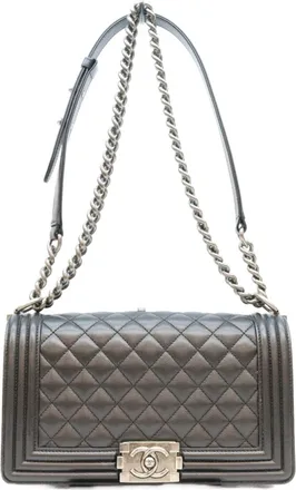 Chanel Black Grained Calfskin Shoulder Bag (Pre-Owned)