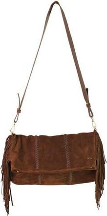 Carlos Falchi Fringe Suede Crossbody Messenger Bag in Coffee Brown at Nordstrom