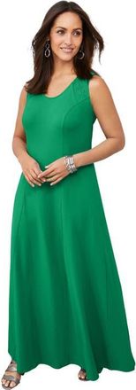 Jessica London Stretch Cotton Crochet-Back Maxi Dress in Kelly Green at Nordstrom, Size 16