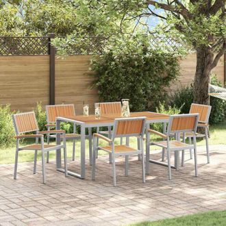 vidaXL Conjunto De Comedor De Jard&iacute;n 7 Pcs Gris Y Marr&oacute;n Vidaxl