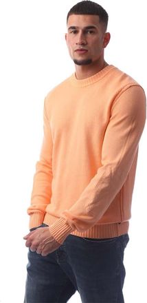 HUGO BOSS Mens Crew Neck Long Sleeve Regular Fit Sweater in Pastel Orange - Size Large