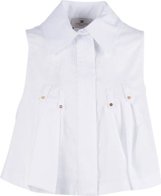 Elisabetta Franchi Vests, female, White, Size: L Pleated Shirt