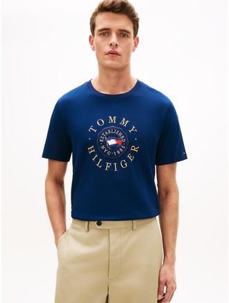 Tommy Hilfiger Mens Circle Flag Logo T-Shirt - Navy - XS