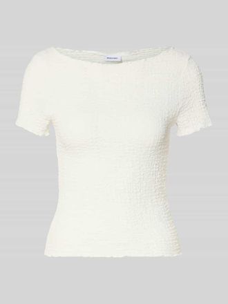 Noisy May Slim Fit T-Shirt mit Strukturmuster Modell Alora in Weiss, Gr&ouml;&szlig;e XL