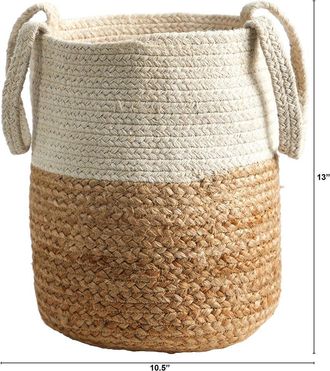 Nearly Natural Handmade 12.5In Jute & Cotton Basket Planter