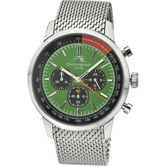 Porsamo Bleu Simon Mesh Strap Chronograph Watch, 44mm in Silver Black And Green at Nordstrom Rack