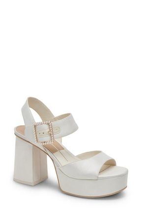 Dolce Vita Bobby Imitation Pearl Ankle Strap Platform Sandal in White Pearls at Nordstrom, Size 7.5