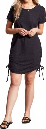 Tribal Sport Side Ruching Stretch Weave Dress In Black