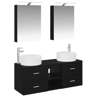 vidaXL Juego De Muebles De Ba&ntilde;o 5 Uds. Roble Negro Vidaxl