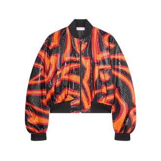 Pucci Bomber Jackets, female, Multicolor, Size: S Iride-print Snakeskin-effect Jacket