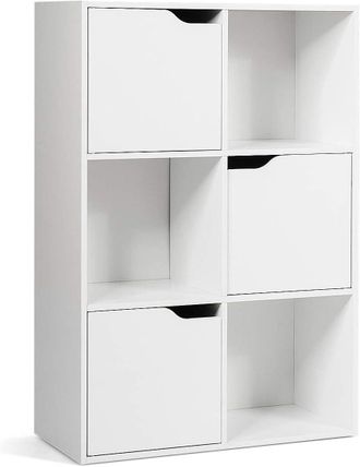 Costway Costway - Estanter&iacute;a Con 6 Compartimentos Armario Estante Para Oficina Librer&iacute;a De Blanco Para Almacenamiento