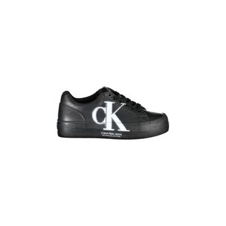 Calvin Klein Schoenen, Dames, Zwart, 38 EU, Polyester, Zwarte Polyester Sneaker Stijlvol Print
