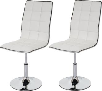 Hhg Hhg - Nunca Usado] Juego De 2 Sillas De Comedor 834, Silla De Cocina, Regulable En Altura, Giratoria, Cuero Sint&eacute;tico Con Certificaci&oacute;n Mvg, Blanco
