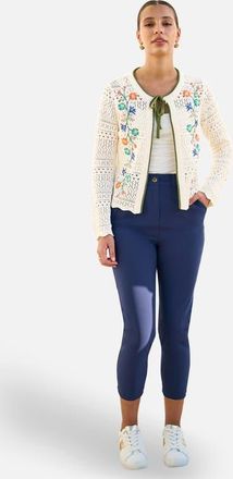 Yumi Crochet Knitted Tie Front Cardigan in Ivory at Nordstrom, Size Medium