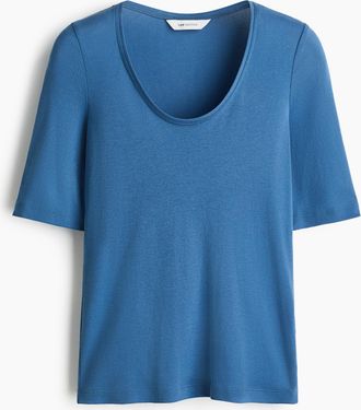 H&M Shirt aus Pima-Baumwolle mit U-Ausschnitt - Blue