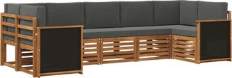 vidaXL Conjunto De Sof&aacute;s De Exterior 6 Uds. Natural Y Antracita Vidaxl