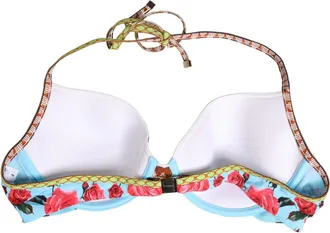 Dolce & Gabbana Womens Multicolor Floral Print Halter Bikini Top Swimwear Elastane Nylon