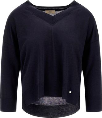 Herno V-neck Knitwear - female - Herno - V-neck Knitwear - Blue - XL - Knitwear