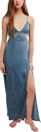 Free People Intimately FP Some Kind of Love Maxi Slip in Storm Water at Nordstrom, Size X-Large