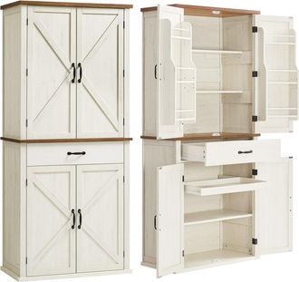 Vasagle Aparador alto de 178,6 cm con puertas y estantes ajustables de blanco
