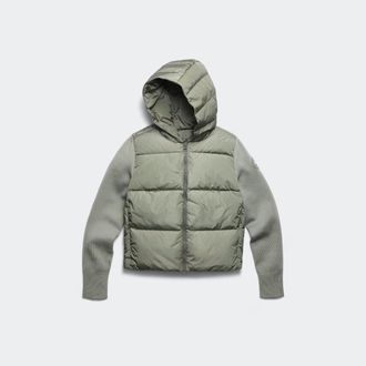 Canada Goose HyBridge Wide Quilt Knit Hoodie Tonal Disc (Women, Sagebrush, XL)