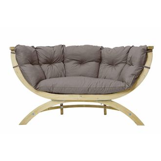 Amazonas Sandals Amazonas Globo Siena Due 2-Seater Wooden Garden Sofa - Premium Agora Fabric Cushions - 200kg in Taupe