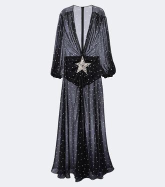 Dolce & Gabbana Abito lungo in chiffon di seta con stampa