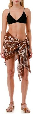 Nicole Miller Palm Print Sarong in Brown at Nordstrom Rack