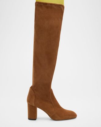 Stuart Weitzman 75mm Lucie Stretch Suede Knee-High Boots