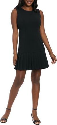 London Times Sleeveless Drop Waist Pleated Dress in Black at Nordstrom Rack, Size 14P