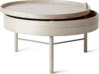 Audo Turning Table, Eiche weiss / schwarze Chromstreben