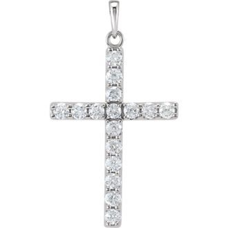 Diamond2Deal 14k Gold 3/4ct Lab-Grown Diamond Cross Pendant
