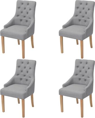 vidaXL Vidaxl - Sillas De Comedor 4 Unidades Tela Gris Claro