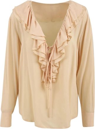 Douuod Poeder Shirts Alya Dd 11 04 Model - Dames - Blouses - Bruin - M - Overhemden