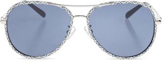 Tory Burch Eleanor Pilot Zonnebril - Dames - Zonnebrillen - Grijs - 58 MM - Accessoires