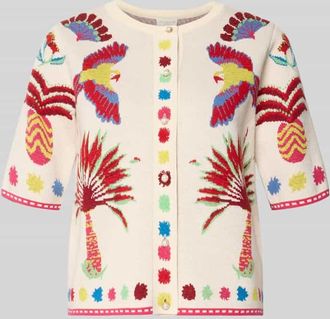 Milano Milano Italy Strickjacke aus Baumwoll-Kaschmir-Mix mit 1/2-Arm in Sand, Gr&ouml;&szlig;e XL