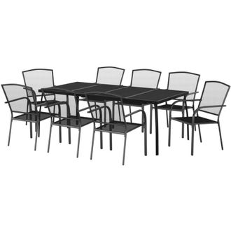 vidaXL Juego De Comedor De Jard&iacute;n 9 Piezas Acero Gris Antracita Vidaxl